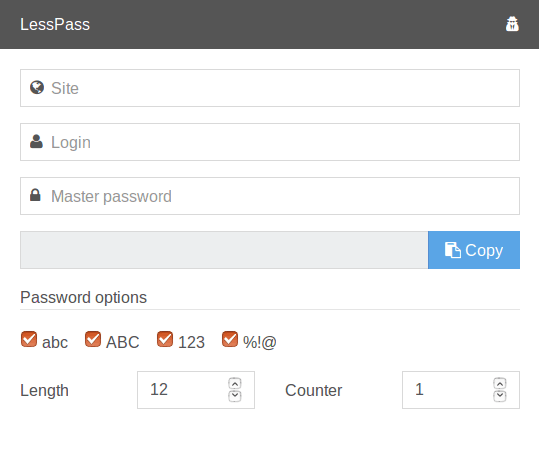 LessPass connecté pour les profils complexes à mémoriser